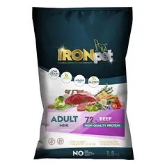 IRONpet BEEF Mini Adult vieno baltymo pašaras suaugusiems šunims 1,5 kg