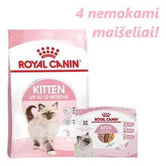 ROYAL CANIN Kitten 4 kg sauso ėdalo 4-12 mėnesių kačiukams + 4 nemokami maišeliai!