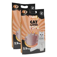 UNIQ PETS biologiškai skaidžios kačių kraikas TOFU, 2x2,5 kg, persikų aromatas