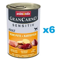 ANIMONDA Grancarno Sensitive kalakutiena su bulvėmis 6x400 g