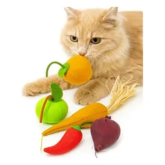 Canadian Cat Company 5er-Set Spielkissen Obst & Gemüse handgef.
