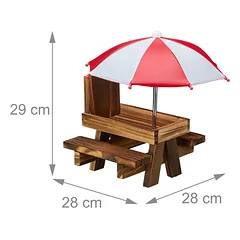 Voverių lesyklėlė Relaxdays 10049948_746, su stalu ir skėčiu, 28 × 29 × 28 cm — 4 nuotrauka