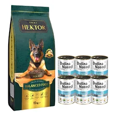 HEKTOR BALANCED Adult 15kg + Dolina Noteci PREMIUM su ėriena 6x400g