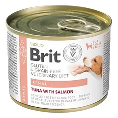 BRIT Veterinary Diet Grain Free Renal 12x200 g tunas ir lašiša šunims, sergantiems inkstų nepakankamumu