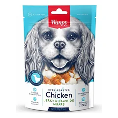 Wanpy Chicken Jerky & Rawhide Wraps skanėstai šunims, vytintos vištienos suktinukai, 100 g