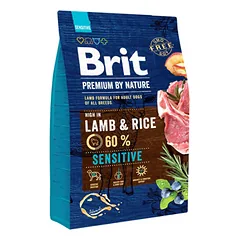 BRIT PREMIUM By Nature sensitive lamb & rice sausas maistas alergiškiems šunims su ėriena ir ryžiais 3 kg