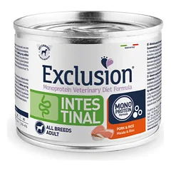 Exclusion Intestinal dietinis konservuotas pašaras šunims su kiauliena ir ryžiais, 200 g