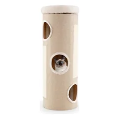 GIANTEX Kratzfass Katzenhaus Multifunktional 3 Löcher Plüschbett Sisal