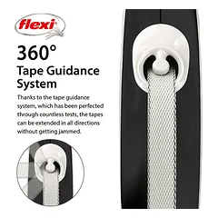 FLEXI pavadėlis šuniui New Comfort M juostinis 5m, juodas — 3 nuotrauka