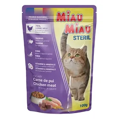 Miau Miau katė sterilizuota vištiena, kišenė 100 g