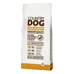 COUNTRY DOG Light Senior sausas maistas vyresniems šunims, 15 kg