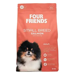 Four Friends Small Breed Salmon pilnavertis maistas su lašiša suaugusiems mažų veislių šunims, 6 kg