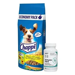CHAPPI 13,5 kg - sausas maistas šunims su paukštiena ir daržovėmis + LAB-V Immuno Hard - imuniteto stiprinimas šunims ir katėms 45 kapsulės
