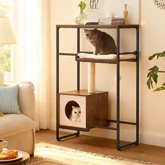 Kačių draskyklė su pliušinėmis pagalvėmis 114 cm — 5 nuotrauka