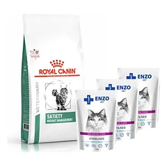 ROYAL CANIN Satiety Support Weight Management SAT 34 6kg + ENZO VET Sterilizuota su veršiena padaže 3x100g