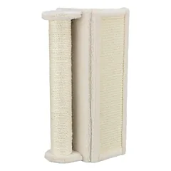 Trixie Scratching Board For Corners With Post kampinė nagu draskyklė katėms, su sizalio paviršiumi ir pliušine apdaila, 15x50x15 cm, smėlio spalvos