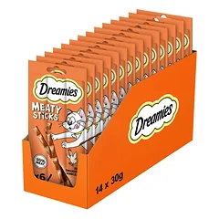 DREAMIES Meaty Sticks – skanėstai su skania vištiena suaugusiems katėms 14x30 g.