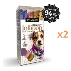 DR MALOU Lollipop Mixed Flavor Lizaki Liofilizuoti mėsos užkandžiai šunims, 2 x 48 g (6 vnt.)