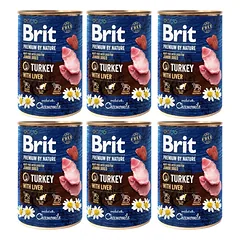 BRIT Premium by Nature Junior Turkey and liver 6x400 g natūralus šuniukų ėdalas su kalakutiena ir kepenimis