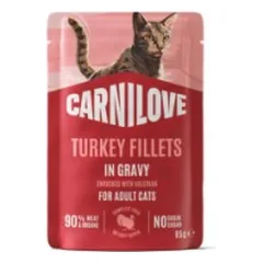 CARNILOVE Gravy rich in Turkey enriched with Valerian konservuotas pašaras katėms 85 g