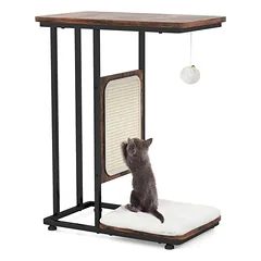 GIANTEX Beistelltisch Mit Kratzfläche Für Katzen – Abnehmbares Kissen