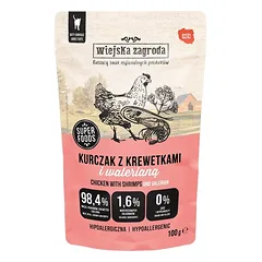 WIEJSKA ZAGRODA Superfoods Vištiena su krevetėmis ir valerijonais, šlapias kačių maistas, 24 x 100 g