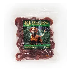 Real Dog skanėstai šunims, minkšti antienos filė mėsos žiedai, 500 g