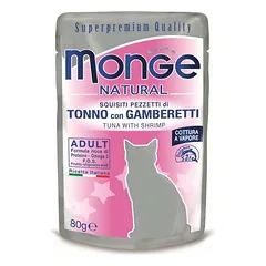 Monge Natural Pouches Tuna In Jelly With Shrimp konservai katėms, 80 g