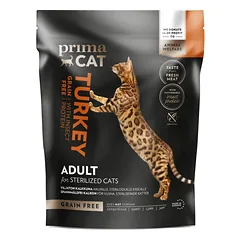 PrimaCat Grain Free Sterilized Turkey sausas maistas be grūdų sterilizuotoms suaugusioms katėms, 400 g