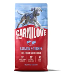 Carnilove Active Salmon&Turkey Junior Large Breed sausas maistas didelių veislių jauniems šunims, 12 kg