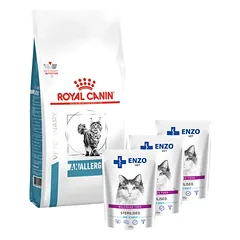 ROYAL CANIN Anallergenic Cat 2kg + ENZO VET Sterilizuota su veršiena padaže 3x100g
