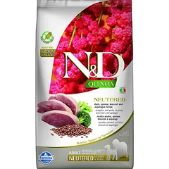 2 vnt. FARMINA N&D QUINOA – DOG Dry NEUTERED Duck Broccoli&Asparagus ADULT MED&MAX 2,5 kg