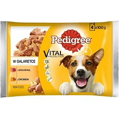 PEDIGREE Adult paketėlis 4x100g - drėgnas želė ėdalas šunims (jautiena, paukštiena)