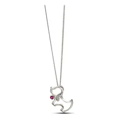 Pettimania Halskette mit Anhänger Hund mit pinkem Stein silber