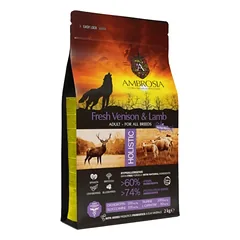 AMBROSIA begrūdis su ėriena ir šviežia elniena sausas maistas šunims, grain-free Lamb & Fresh Venison 2 kg