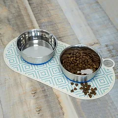 TIAKI silikoninis kilimėlis po dubenėliu Žalias rombas, L 50 x B 25 cm — 2 nuotrauka