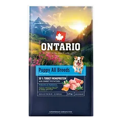 Ontario Puppy Monoprotein su kalakutiena ir batatais, sausas maistas šuniukams 0,75 kg