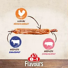 8in1 Triple Flavour Ribs kramtomosios lazdelės, skanėstai šunims, 80 - 124 g — 3 nuotrauka