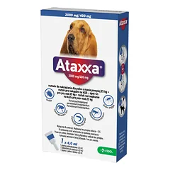KRKA Ataxxa 2000 mg/400 mg lašai šunims, sveriantiems daugiau nei 25 kg