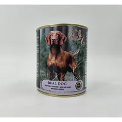 Real Dog SP Konservuotas visavertis subalansuotas pašaras suaugusiems šunims su jautiena ir triušiena 800 g parduotuvėje grandwoof.lt