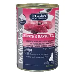 DR. CLAUDER’S drėgnas maistas suaugusiems šunims su elniena, sveikai odai ir kailiui, 6x400g