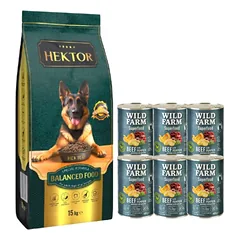 HEKTOR BALANCED Adult 15kg + WILD FARM Superfood Beef 6x400g