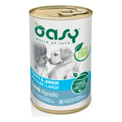 Oasy Puppy Medium & Large Lamb vieno baltymo konservai su ėriena šuniukams