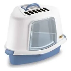 Stefanplast Kampinis kačių tualetas SPRINatural Trainer CORNER PLUS su dangčiu baltas/mėlynas 40x56x40cm