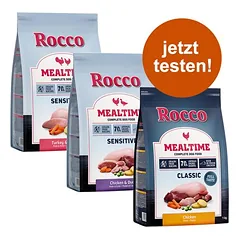 3 x 1 kg Rocco Mealtime mišrus bandomasis rinkinys, sausas maistas šunims