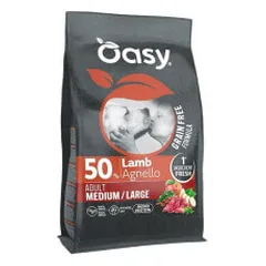 Oasy Grain Free Adult Medium/Large sausas pašaras su ėriena šunims - Pet24