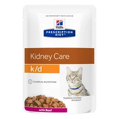 Hills Prescription Diet™ k/d™ Feline with Beef pouch 12x85g guliašas katėms su jautiena
