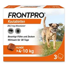 Frontpro Kautablette gegen Zecken und Flöhe, für Hunde >4 bis 10 kg