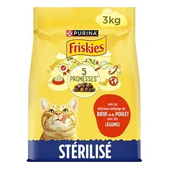 PURINA Friskies Sterilized su jautiena, vištiena ir daržovėmis, sausas maistas katėms