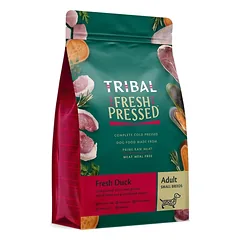 Šalto spaudimo mažų veislių suaugusių šunų maistas su antiena – Tribal Fresh Pressed Adult Small Breed Duck, 5 kg